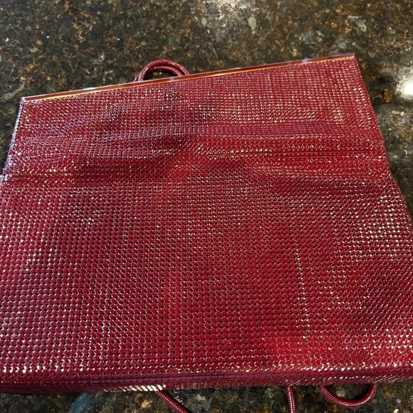 Vintage Retro GloMesh Burgundy Metal Mesh Clutch Bag  Purse - Australia - Picture 4 of 13